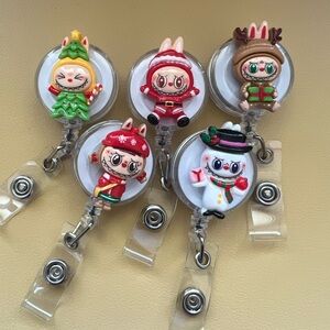 Labubu Christmas badge reel set